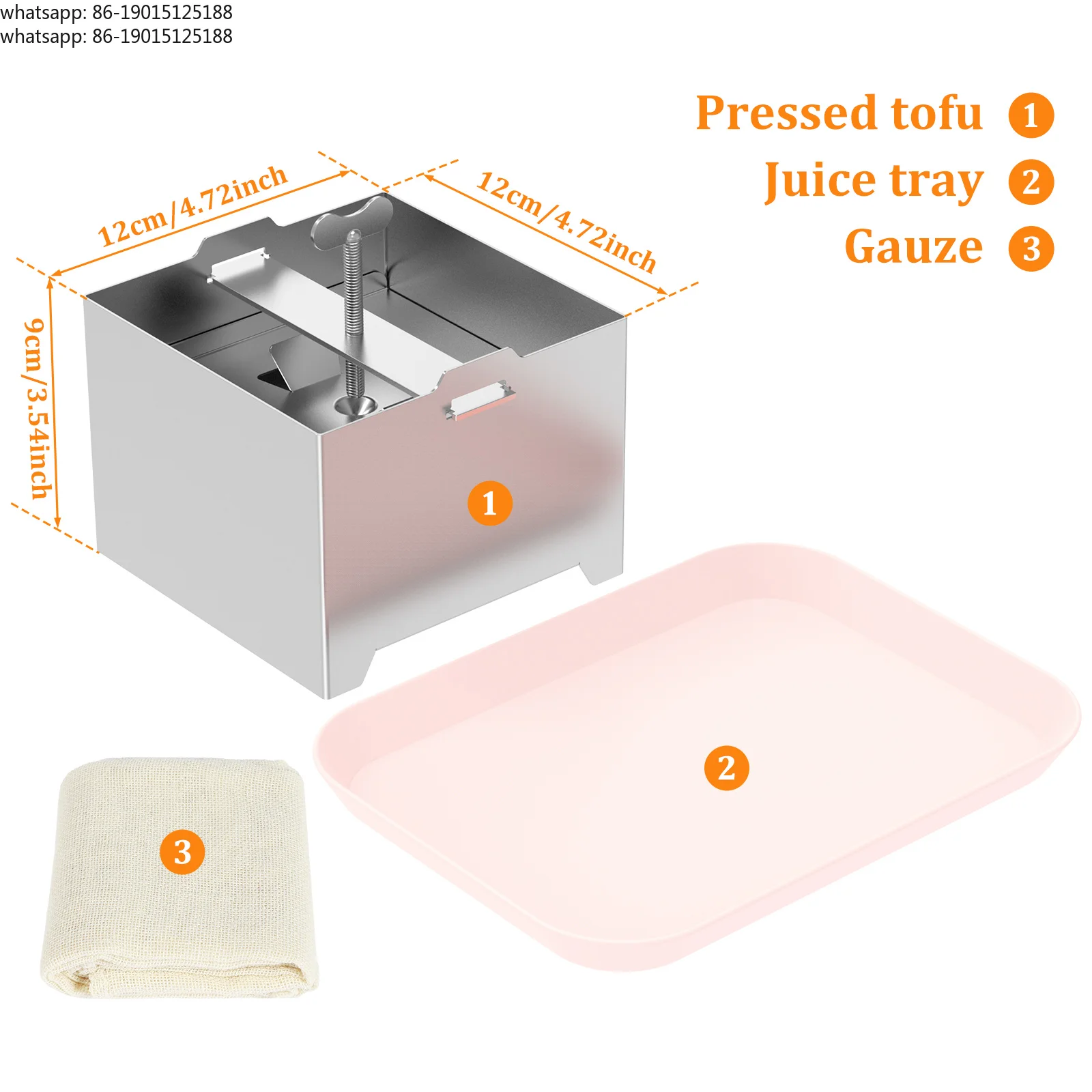 Stainless Tofu Press Cheese Making Press with Filter Cloth Paneer Maker Whey Separator for Kitchen Tofu Cheese Paneer DIY Mold