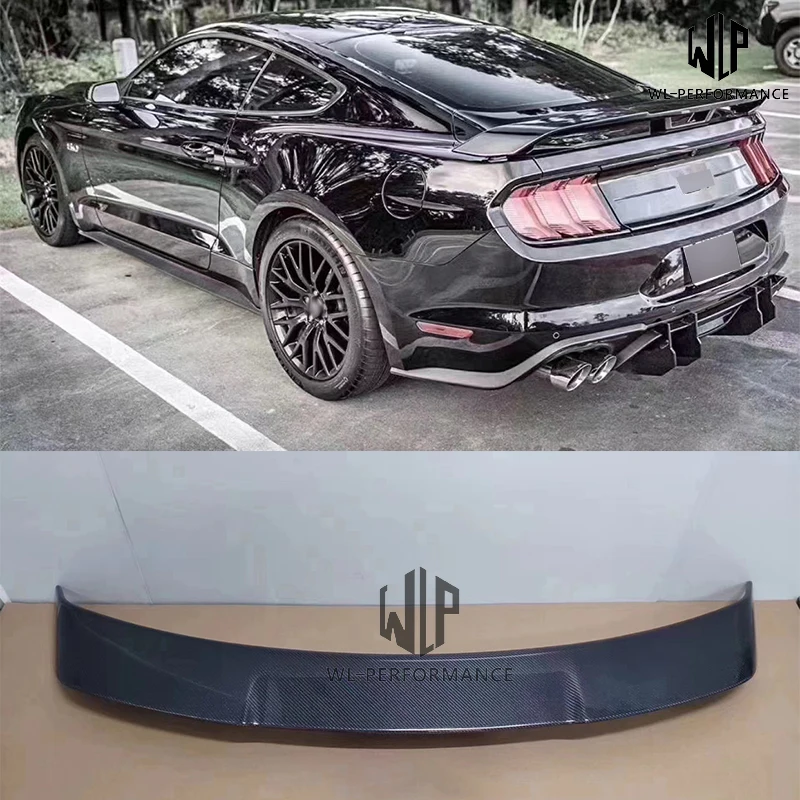 High quality Double layler FRP Unpainted / Carbon fiber Rear spoiler Wing Car Body Kit for Ford Mustang GT350 MP Styling