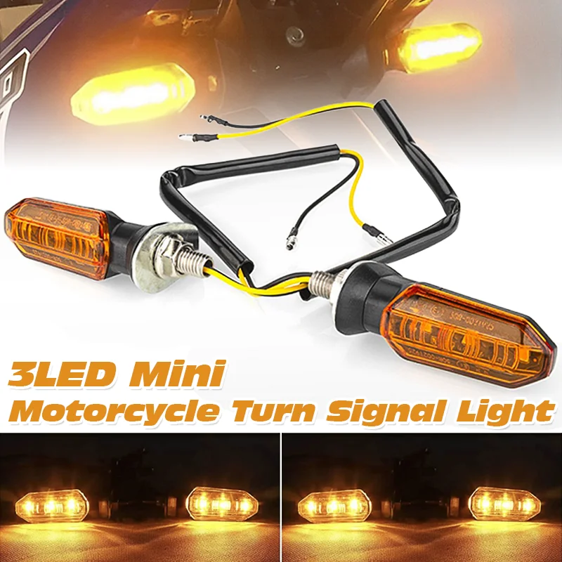 8mm Mini Motorcycle LED Turn Signal Lights 12V Moto Indicator Accessories Flashing Light Turn Signal Lamp For Honda