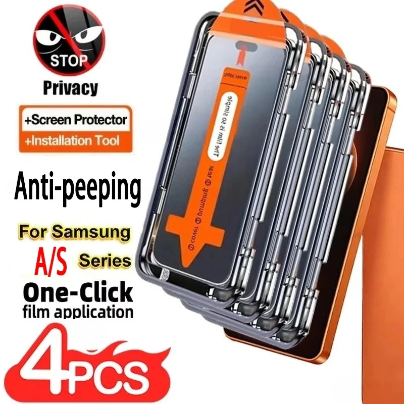4PCS Anti-spy Tempered Glass For Samsung A57 A56 A54 A55 A37 A17 A16 S26 Ultra S25 S24 Privacy Screen Protector Installation Kit