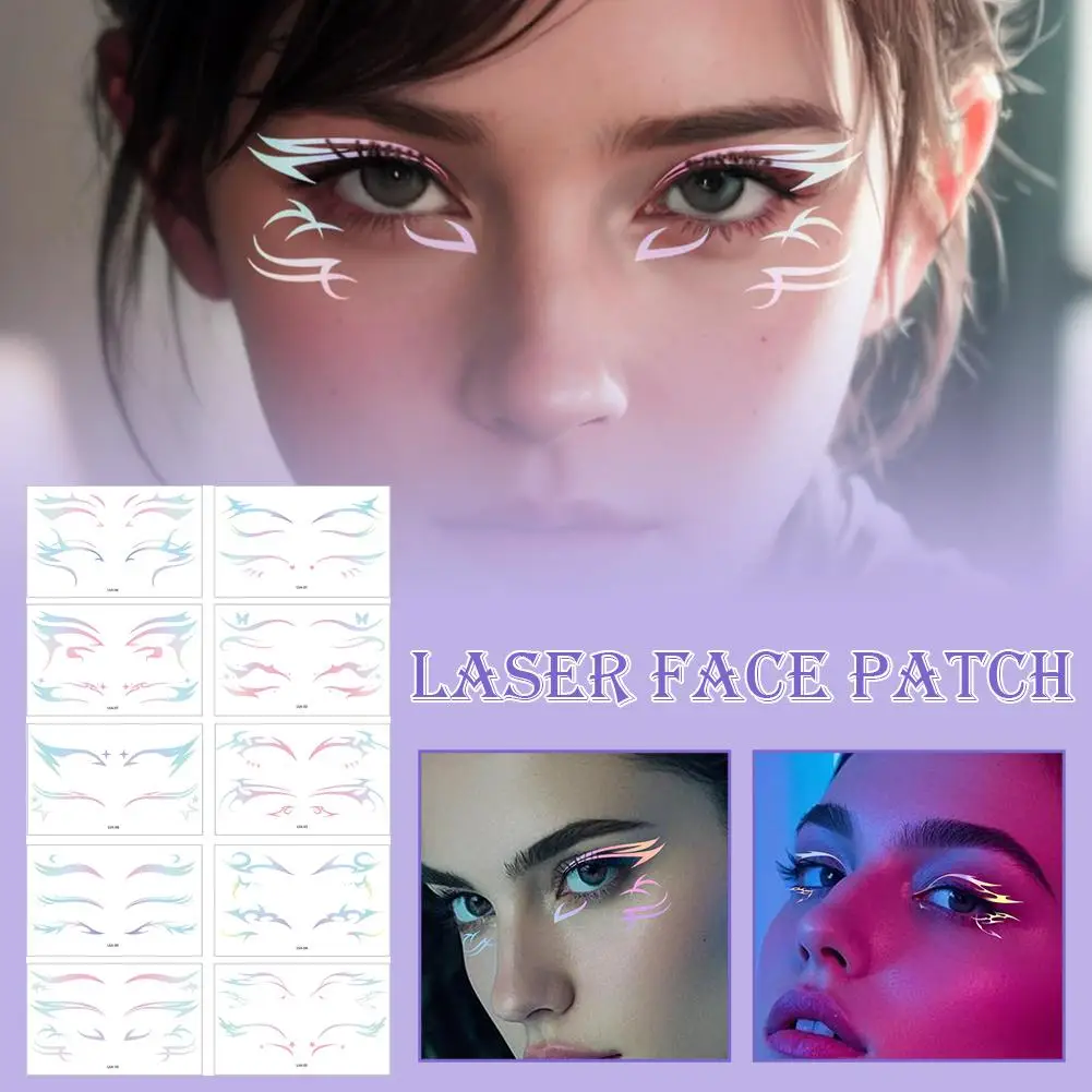 

10PCS Holographic Butterfly Face Stickers, Iridescent Eye Corner for Festival Makeup, Self-Adhesive Body Jewels for Women Party