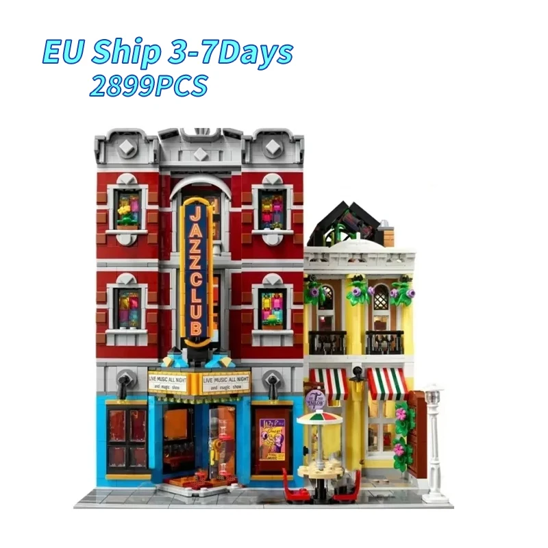 2899 pièces – Nouveau modèle MOC de club de jazz et pizzeria expert – Blocs de construction modulaires compatibles avec les jouets pour enfants et adultes 10312