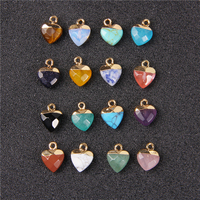 Wholesale 5pcs/lot Natural Stone Pendant Heart Shape Tiger Eye Opal Chalcedony Quartz Beads Pendants Charms for Jewelry Making