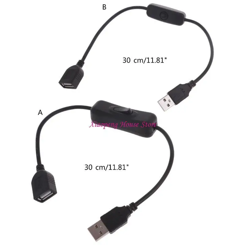 30cm USB Cable with ON/OFF Switches Cable Extension Toggles for USB Lamp USB Fan 77JC