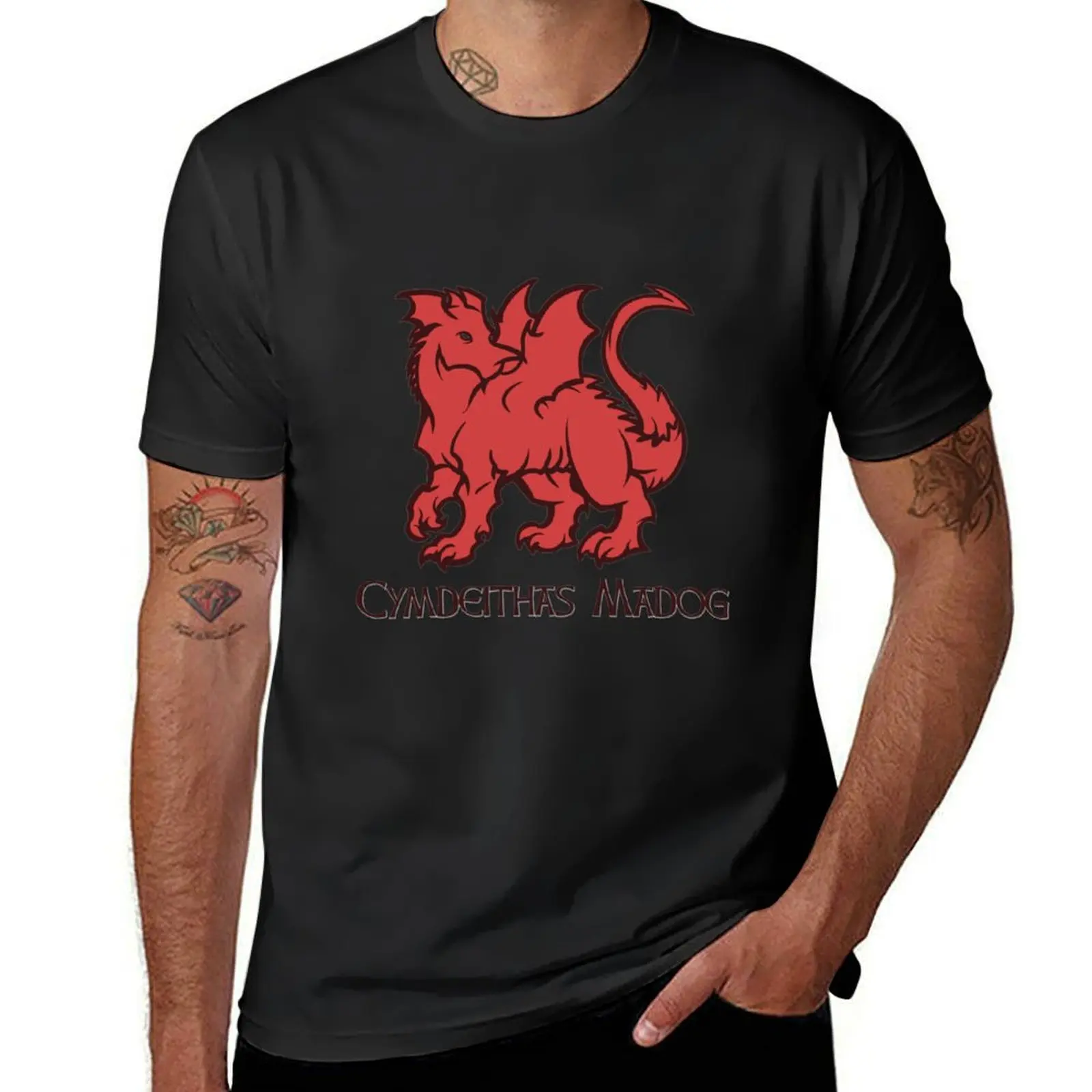 Draig Cymdeithas Madog T-Shirt Short sleeve tee blanks plus size tops blacks men t shirt