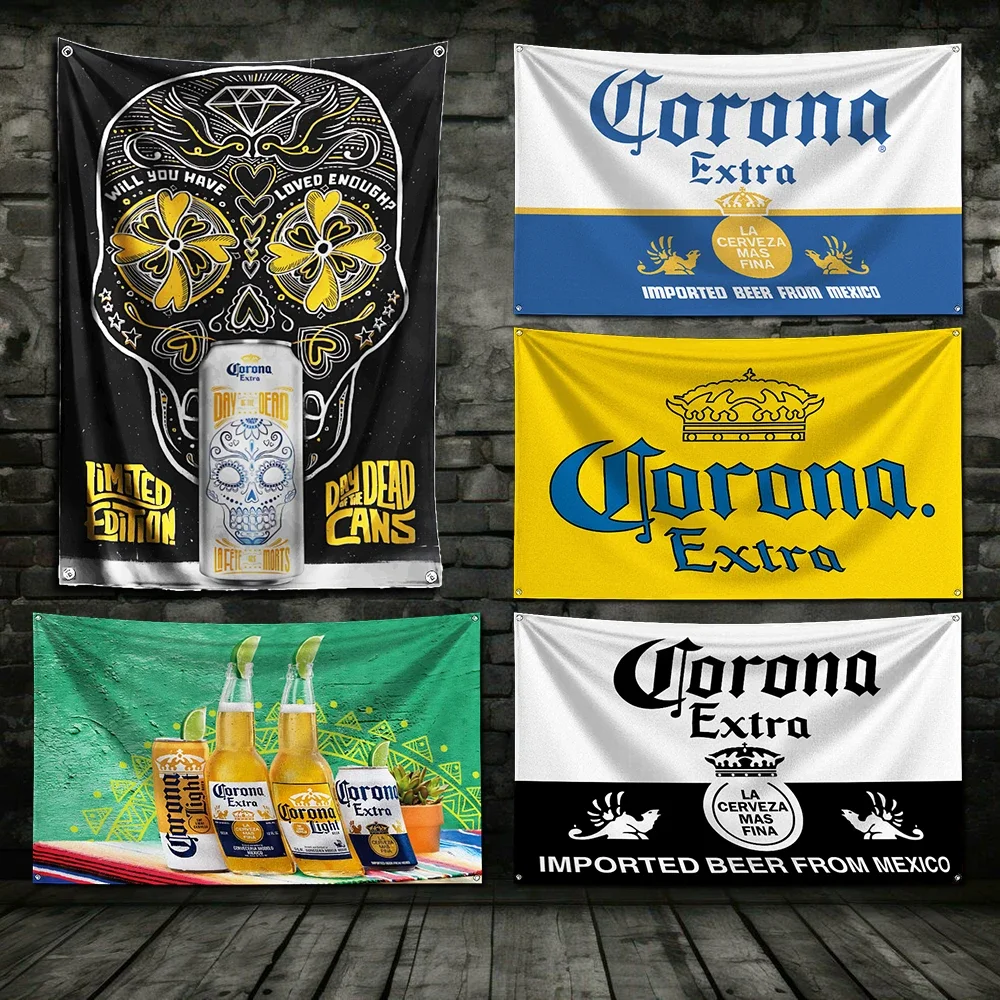 3x5 Ft Beer Brand Coronas Extra Retro Flag Polyester Printing Banner for Garage Wall Art Out Door Decoration With Brass Grommets