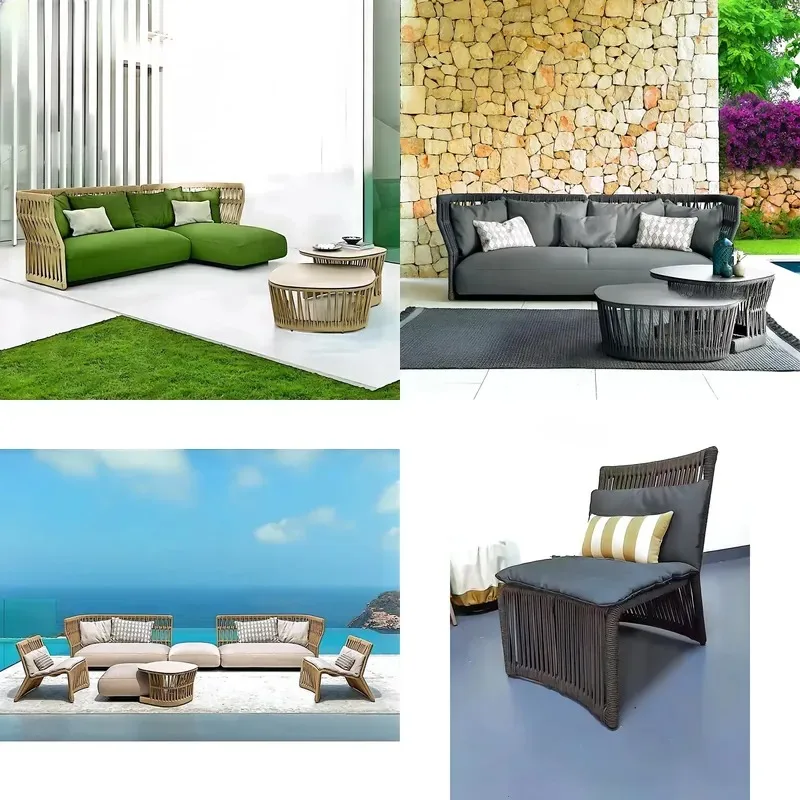 Modern Outdoor Garden Furniture Set Weather Resistant Custom Sofa Full Metal Powder Coated Aluminum Frame Patio Seating