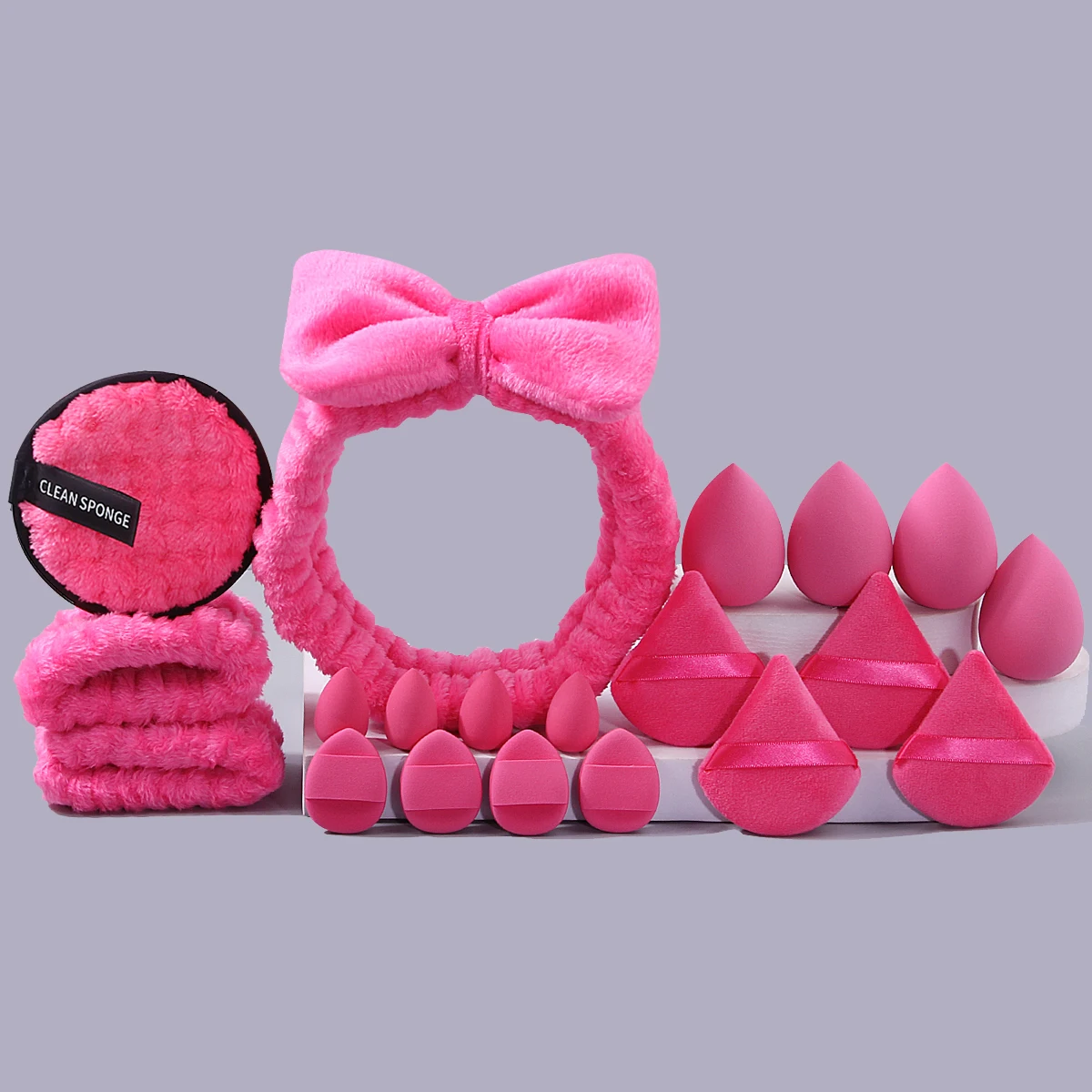 20 قطعة مجموعة مستوى المظهر العالي مجموعة منظف للوجه + إسفنجة فائقة النعومة لبودرة البيض + نفخة منظف للوجه كبيرة #1