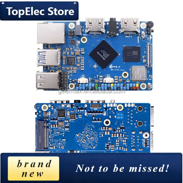 TopElec Orange Pi 5 Pro 4GB 8GB 16GB RAM Development Boards LED FAN RTC 89mmX56mmX1.6mm Single Board Computers Pi5 Pro 16G 8G 4G