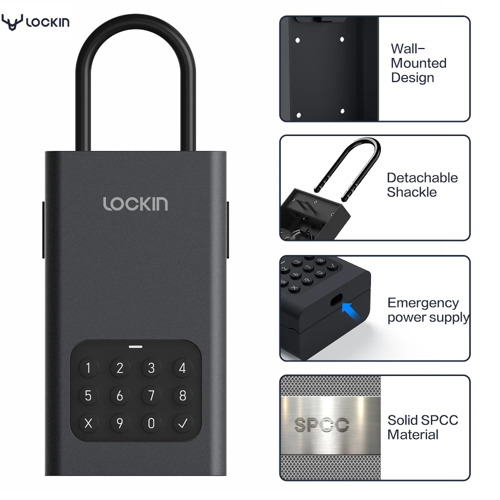 LOCK IN Smart Key Storage Lock Box L1 Wireless Password Key Safe Alloy Box IPX5 Waterproof for Tuya APP