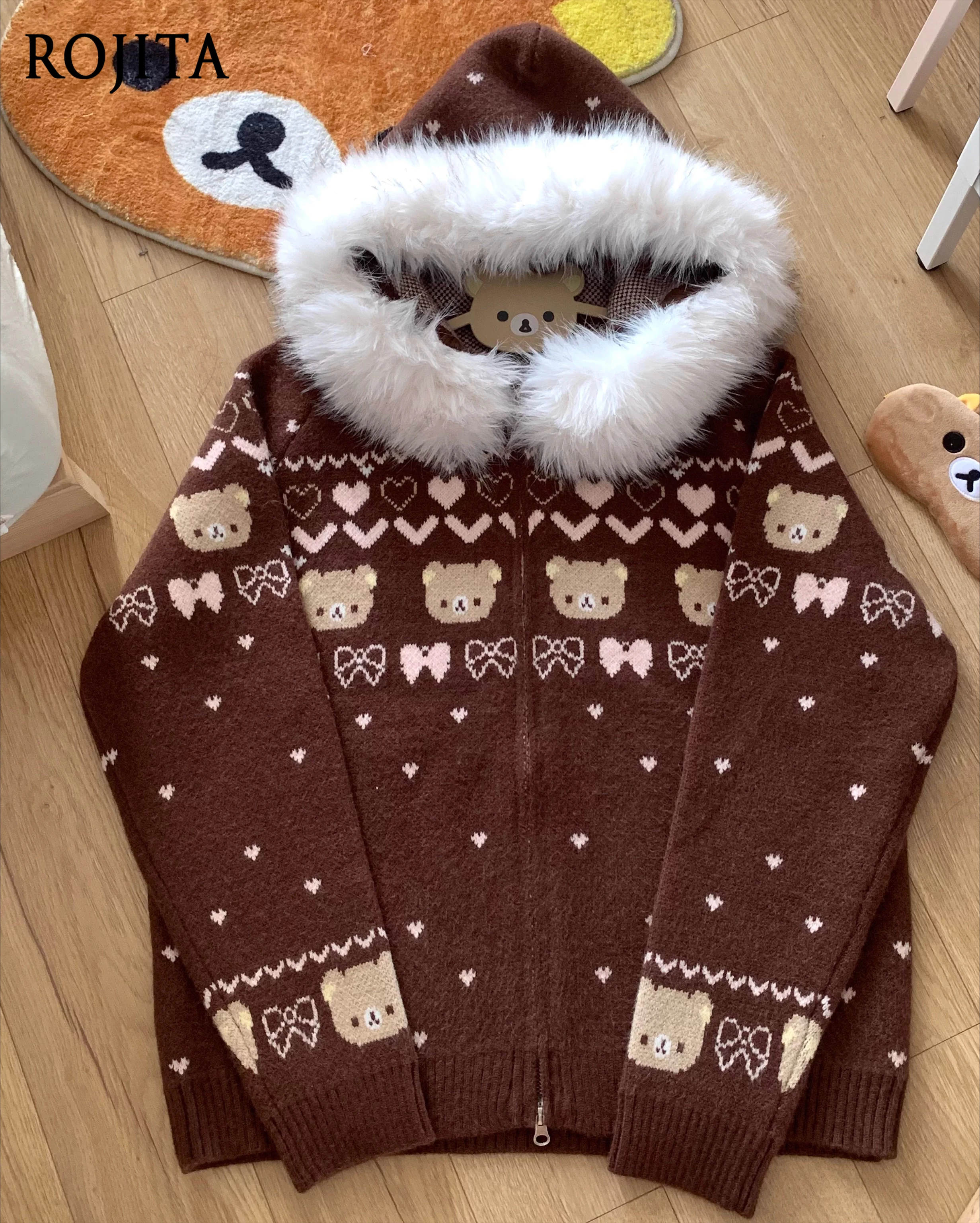 

Soft Girl Cute Soft Girl Sweater Autumn Winter Thickened Cartoon Bear Hooded Jacket for Women Sweaters for Women