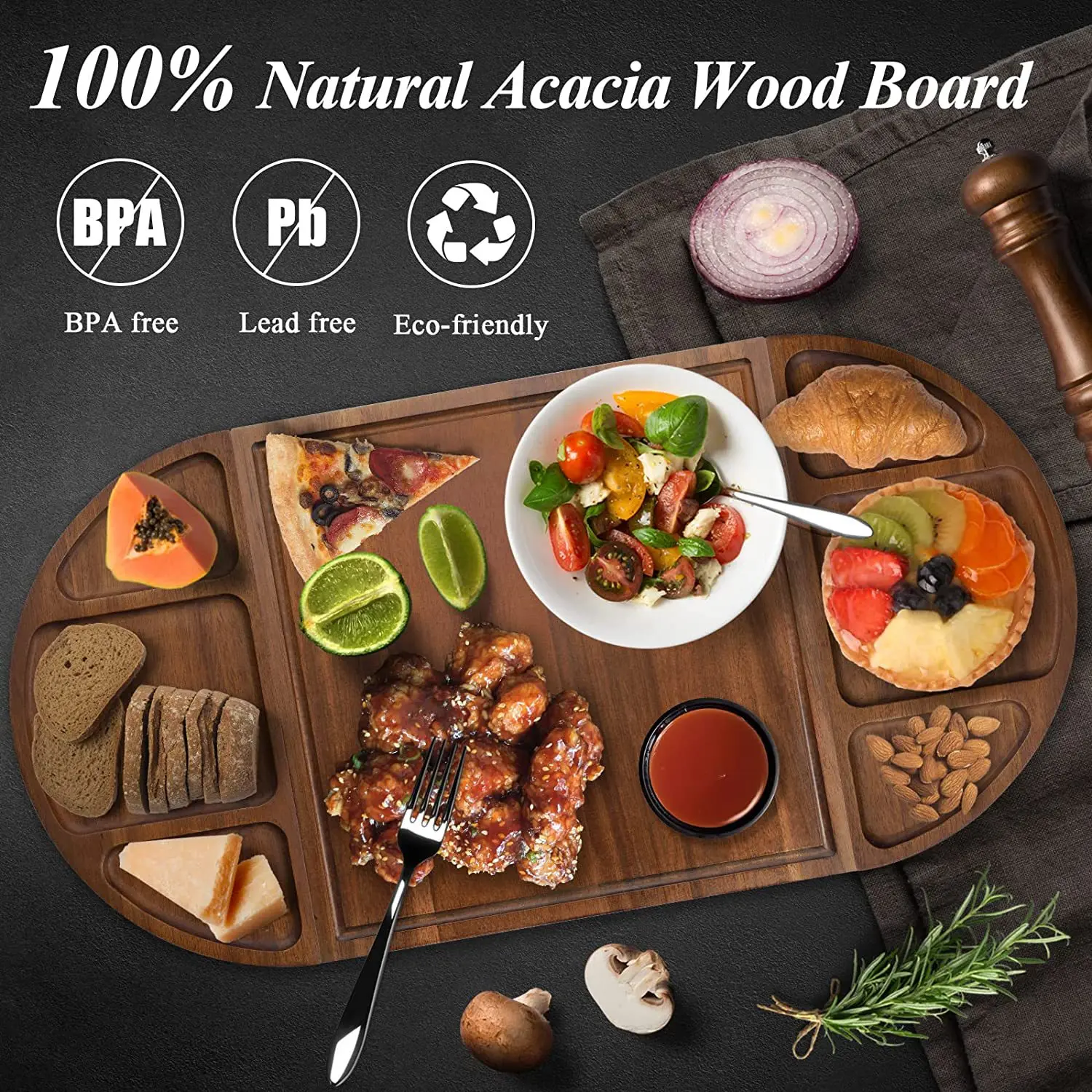 

Wooden Semicircle Cutting Board - Multi-Functional Kitchen Tray for Steak, Bread & Cheese | Home Chopping Board