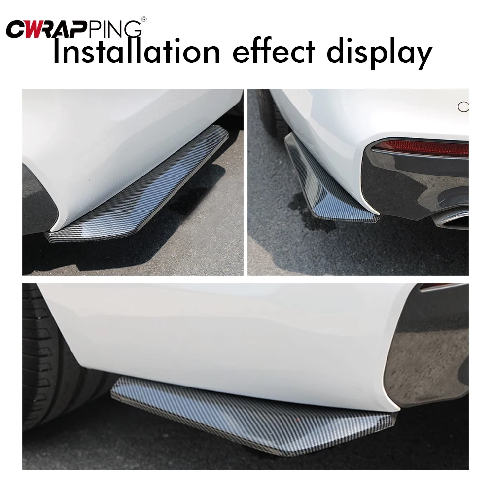 2pcs Universal Splitters Accessories to Hold the Car Bumper Protector Saddam Black Carbon Fiber Angle Rear Lip Diffuser Dog Wrap