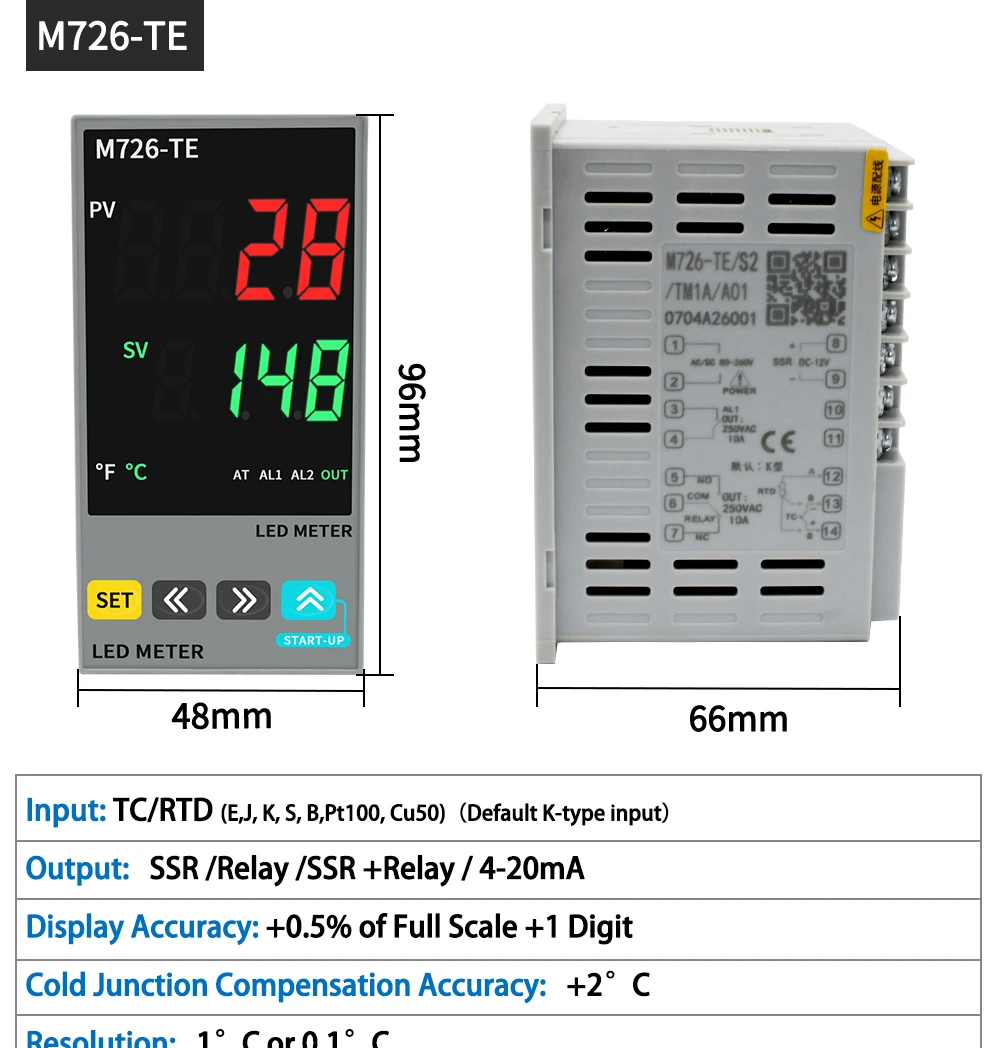 LCTC PID-Temperaturregler SSR+Relais 4-20mA Ausgang PID-Regler TC/RTD-Eingang Digitales Instrument 48*48 48*96 72*72mm – Detail 5