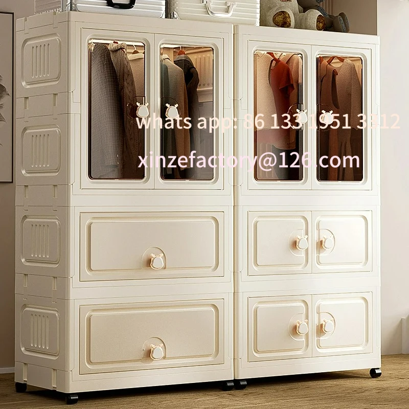 

Customizable Foldable Storage Cabinet,Multi-Tier Heavy-Duty Organizer with Single/Double Door Design,Rolling Wheels for Living R