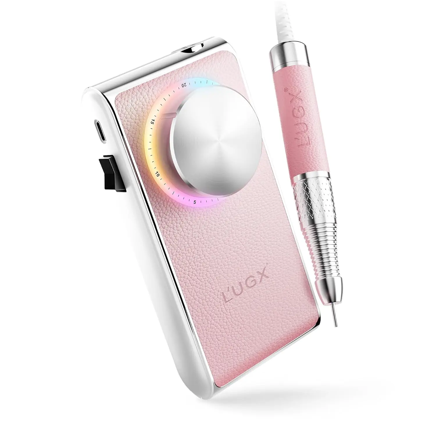 

Cordless Rechargeable Nail Drill 30000RPM, Low Noise Electric File for Acrylic Gel Manicure Pedicure Kit with 7 Bits Pink