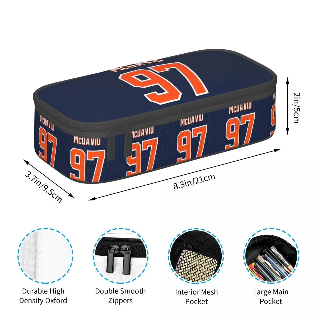 Connor McDavid 97 para Edmonton Oilers Fans estuche de lápices para regalos de niño y niña, caja de lápices, suministros de papelería, bolsa porta pluma