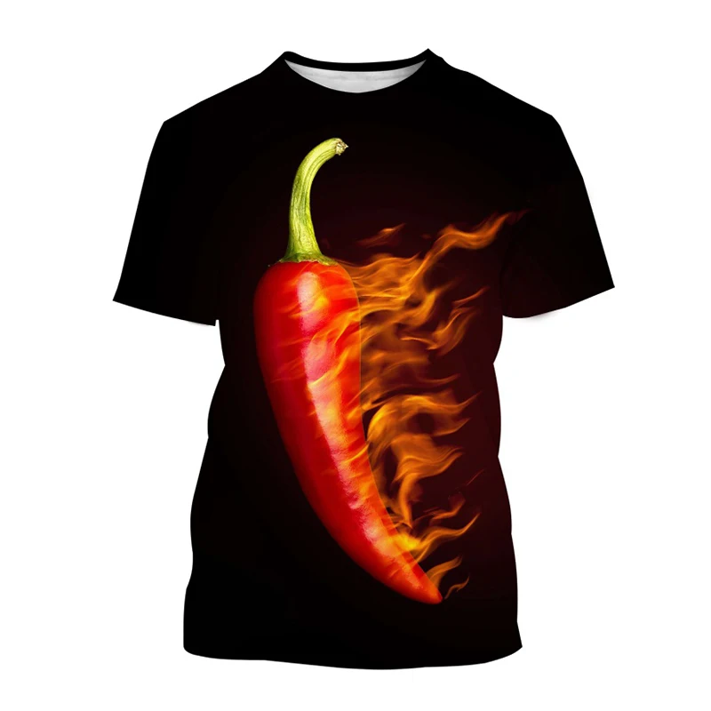 Chili Vegetable 3D Print T-shirt Streetwear Men Women Summer Short Sleeve T Shirts Oversized Harajuku Tees Tops Kids Clothing