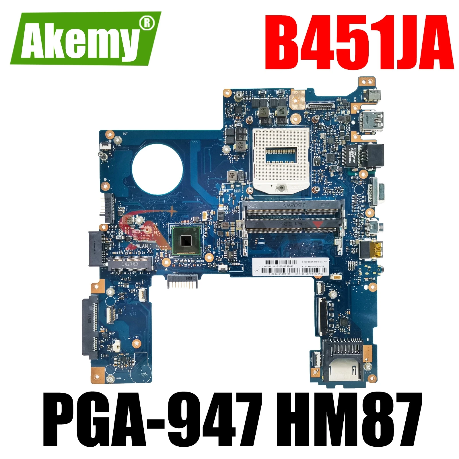 

B451JA Laptop Motherboard For ASUS B451 B451J B451JA B451JAV Notebook Mainboard PGA-947 UMA HM87 100% Test OK