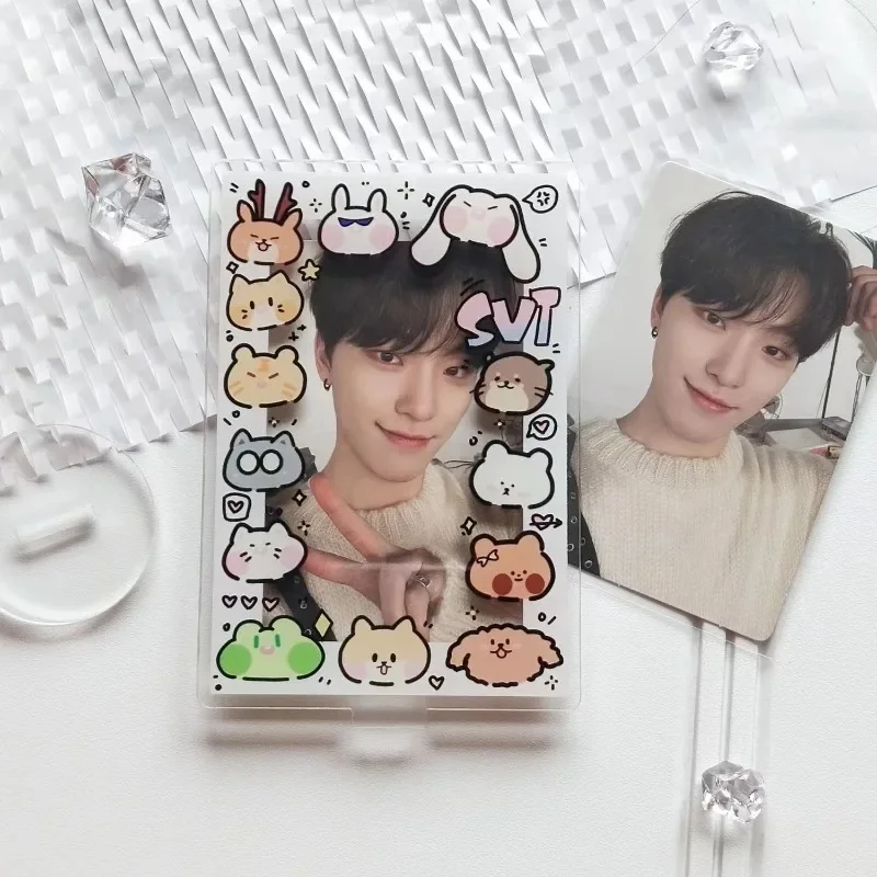 

SEVENTEENED Photocard Holder Keychain 3 Inch Photo Card Sleeve Portable Display Pouch for Meal Card ID Cards Bag Hanging Charm
