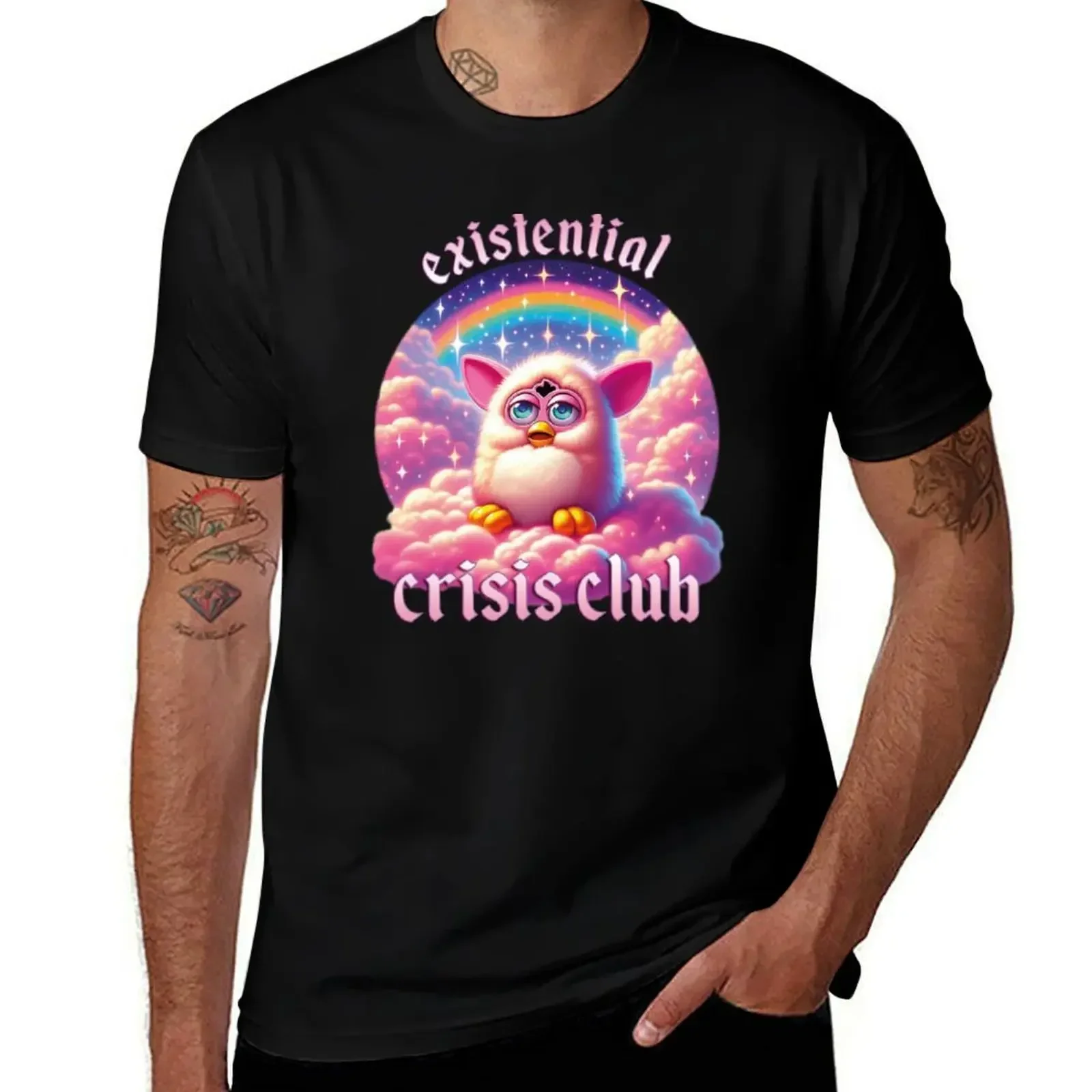 Existential Crisis Club Furby T-Shirt No Iron Casual Short Sleeve Top(4XL 5XL 6XL No Shipping)