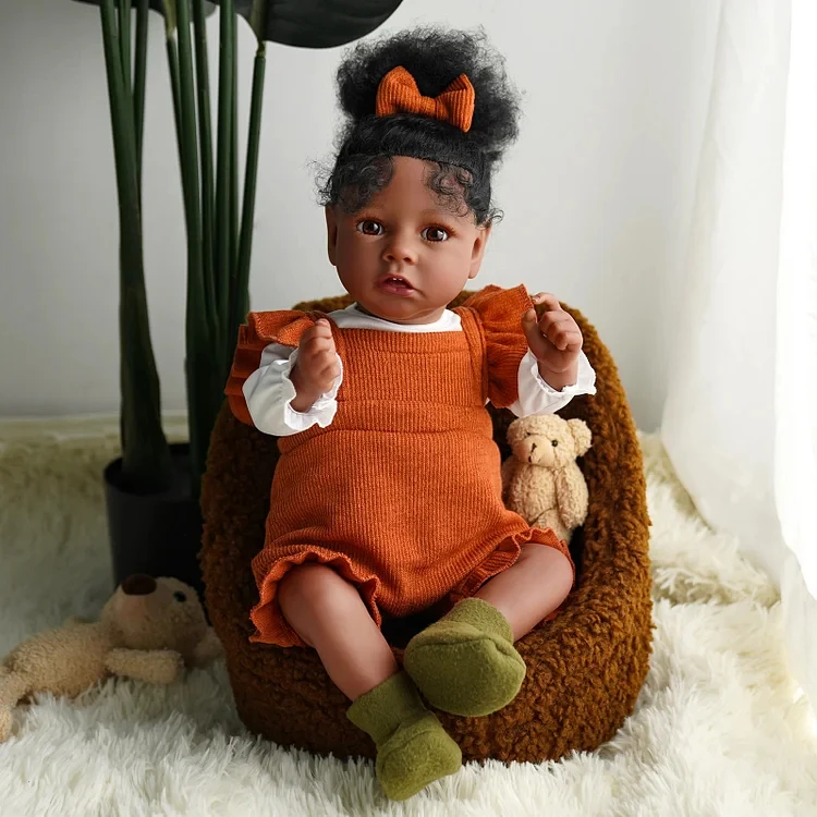 Realistic Reborn Baby Dolls Saria 20'' Black Skin African American Infant Reborn Dolls