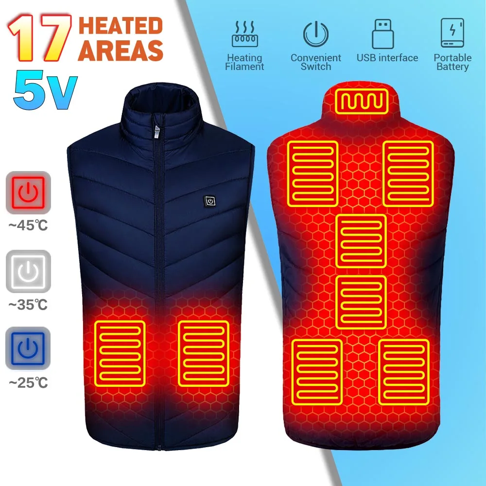 

Heated Jacket 17 Areas Usb Heated Jacket Men Women Electric Heated Vest Heating Vest Heated Bodywarmer Usb Inner Heat Vest Vest