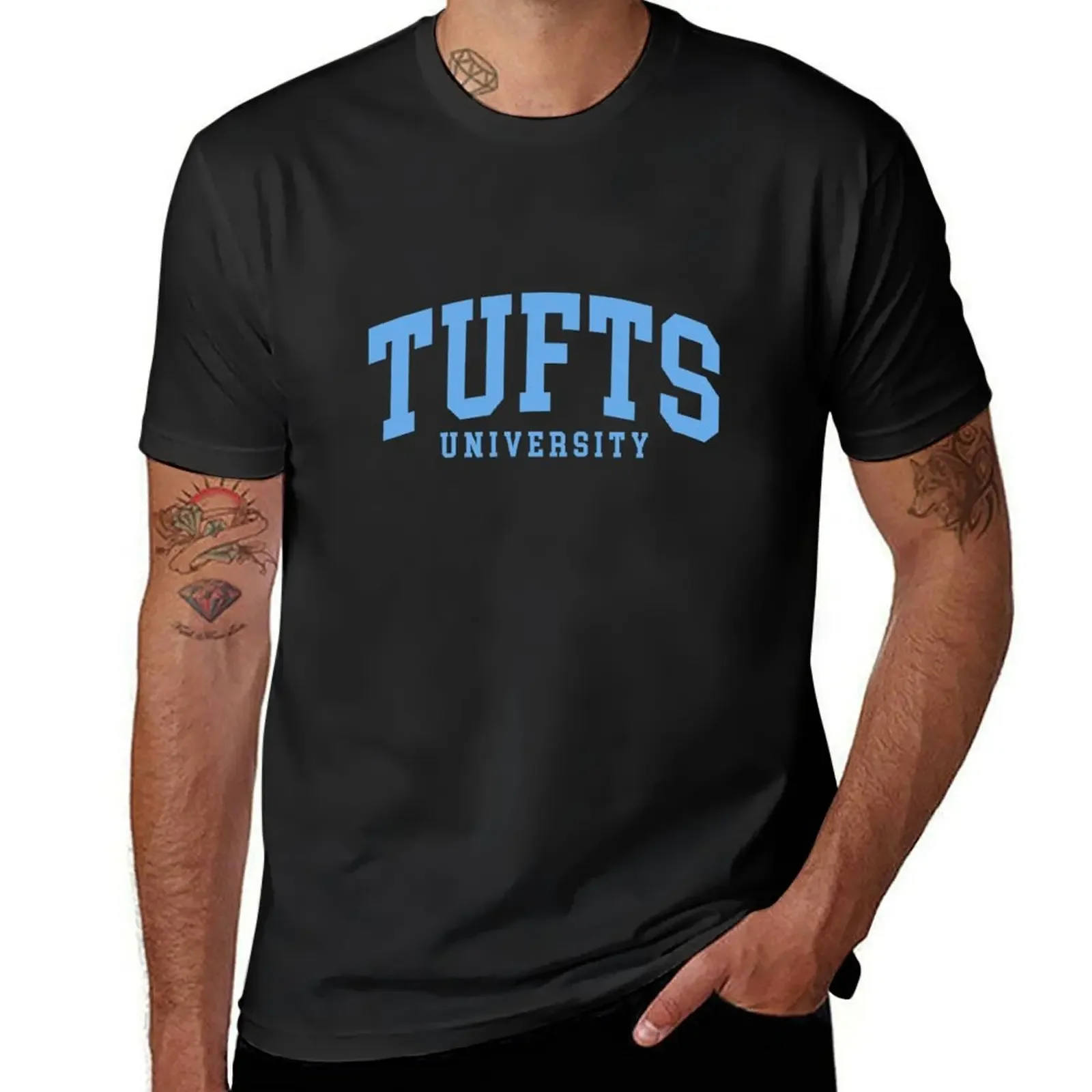 

tufts - college font curved T-Shirt new edition oversized baggy shirts anime mens graphic t-shirts hip hop