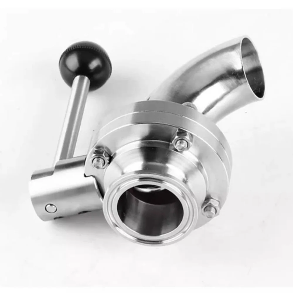 ClampΦ19Φ25Φ32Φ38mm OD50.5mm Bend Butterfly Valve SS304 One Side Elbow and One Side Quick Installation Butterfly Valve
