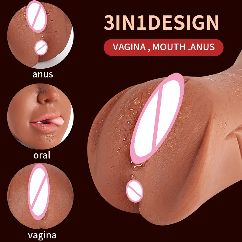 Realistic Vagina Male Masturbator Oral Mouth Aircraft Cup Real Pussy Sexo Intimate Goods Deep Throat Double Hole Sex Toy for Men