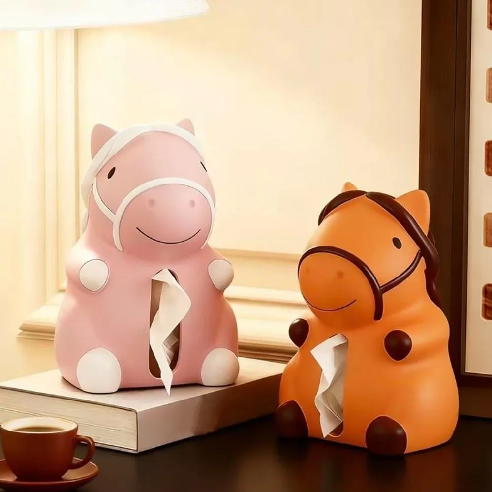 Figure Model Horse Year Tissue Box Decorative Collectible Horse Tissue Storage Box Cartoon Little Horse Model Birthday Gift