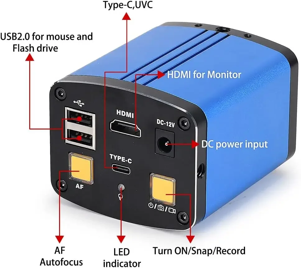 1080P 60FPS  IMX307 HD-MI  Auto Focus  Microscope Camera  Autofocus CCD Industrial Camera with measurement Function