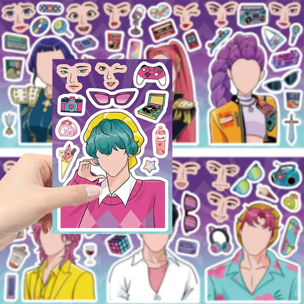 Anime Lumi Mila Zoi Hexenjäger Gesichts-Aufkleber, Wasserdichte Wiederverwendbare Puzzle-Aufkleber für Kinder DIY Bastelgeschenke Dekoration – Detail 7