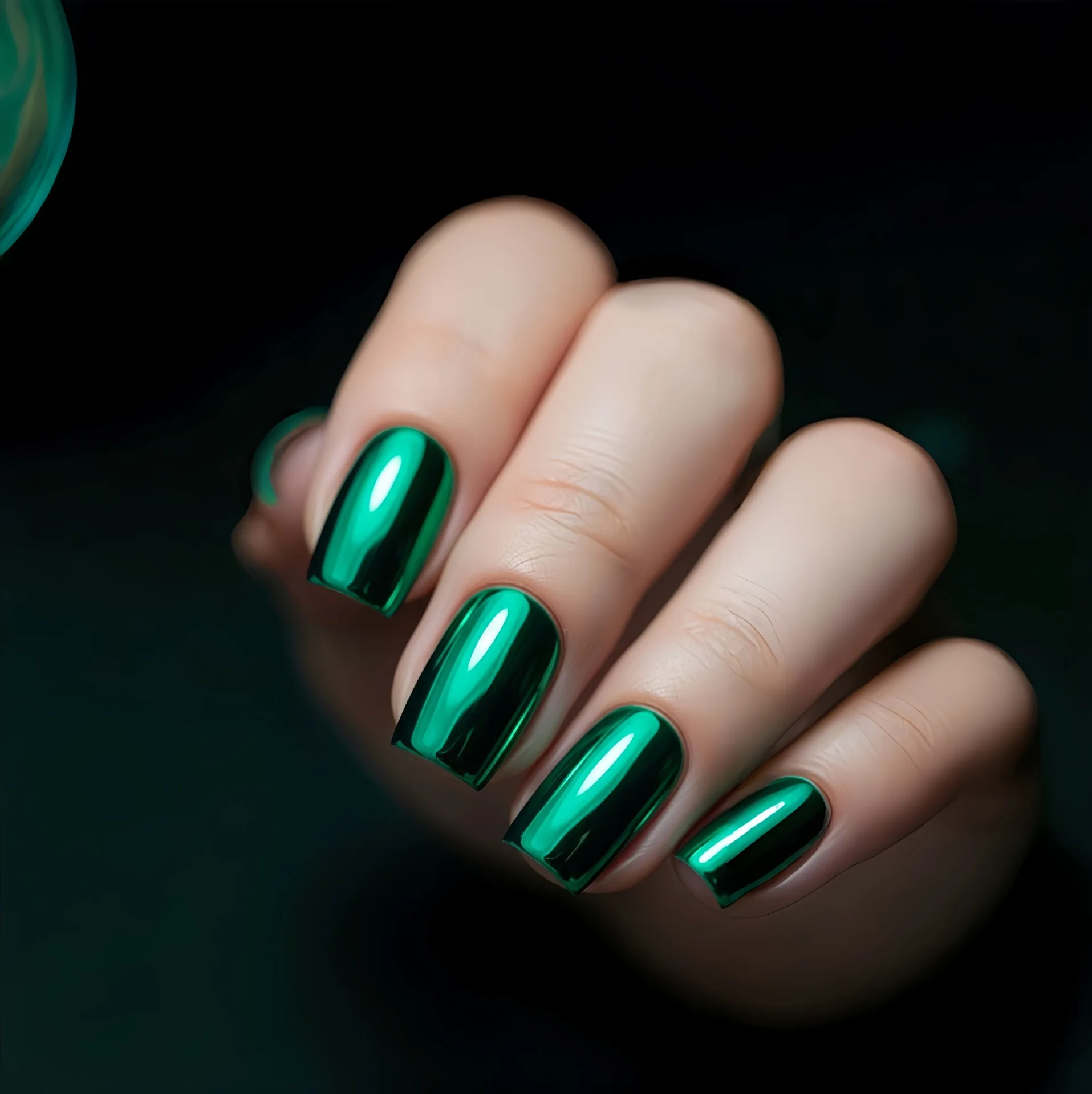 Medium vierkante nepnagels voor dames en meisjes, wijnrood, groen metallic, holografisch geplateerde nageltips, volledige dekking, opdrukbaar, valse nagelkunst