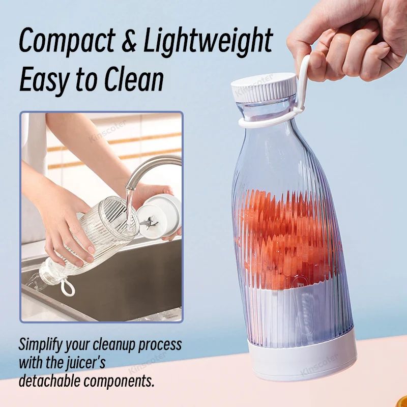 휴대용 소형 전동 주스기 300ml 스테인리스 스틸 블레이드 주스기 컵 주스기 과일 자동 스무디 블렌더 주방 도구
