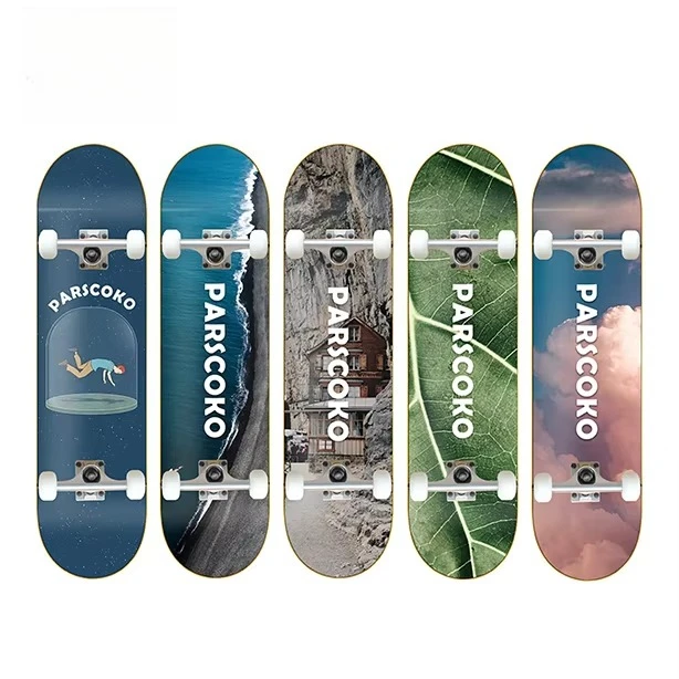 100% Canadian Maple Custom Color High Speed Portable Double Rocker Popsicle Shape Skateboard Deck Gravity Casting ABEC-7