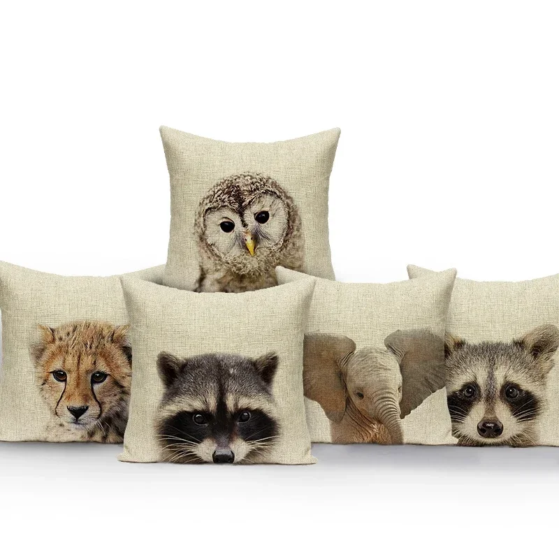 Cartoon Animal Pattern Cushion Cover Home Decor Custom Pillow Cover Cute Rabbit Deer Pig Sofa Car Outdoor Throw Pillowcase