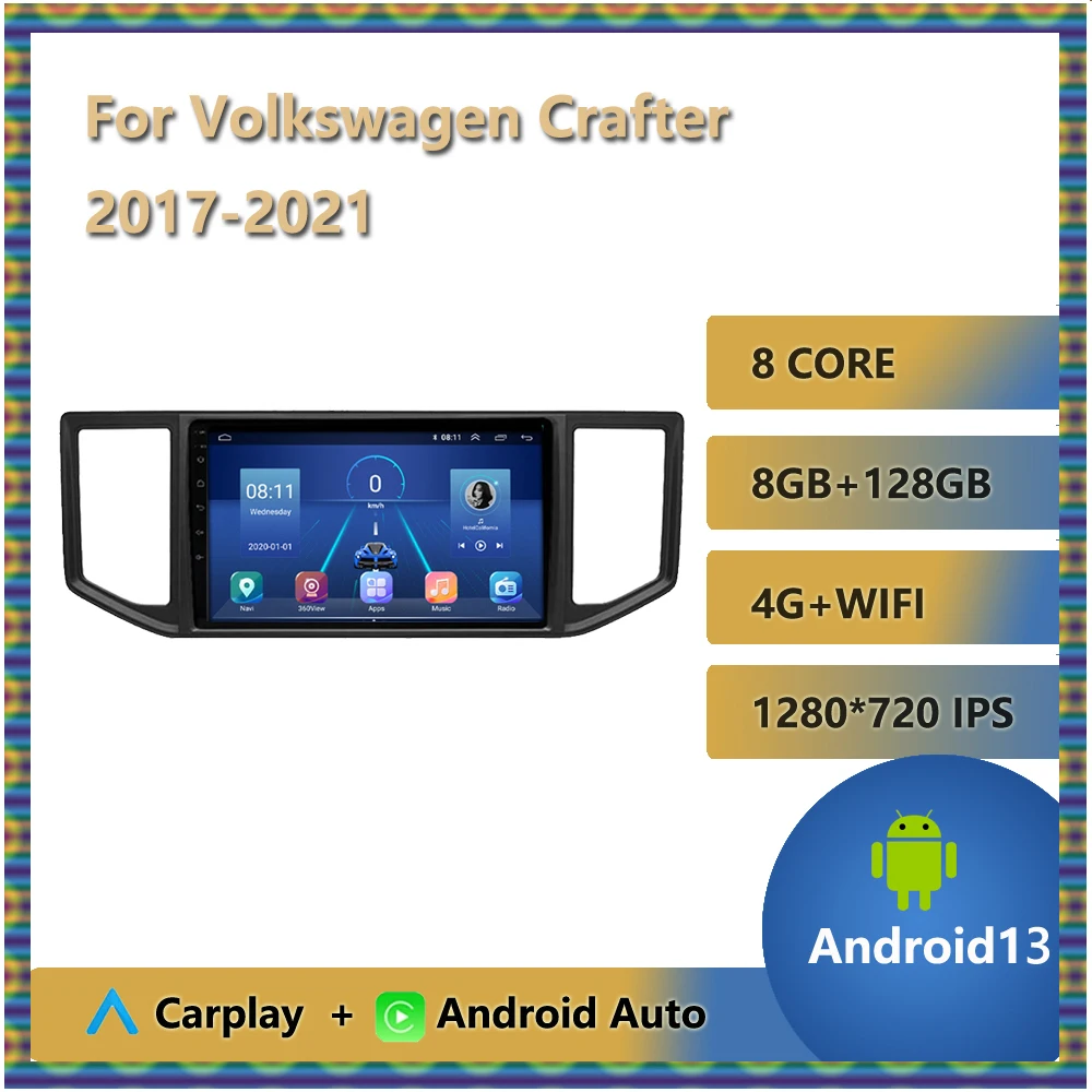 

For Volkswagen Crafter 2017 - 2021 AI Voice Wireless CarPlay Android Auto Radio Car Multimedia GPS 2 din Steering Wheel Controls