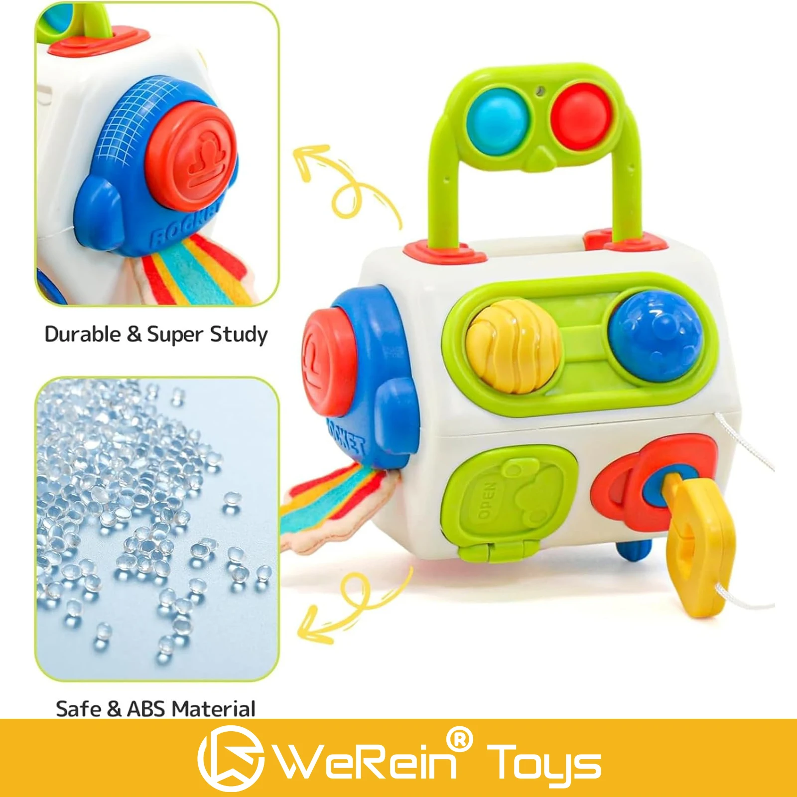 لعبة لعب حسية للأطفال مكونة من تسعة في واحد لتطوير التنسيق بين اليد والدماغ باللمس على شكل ألوان