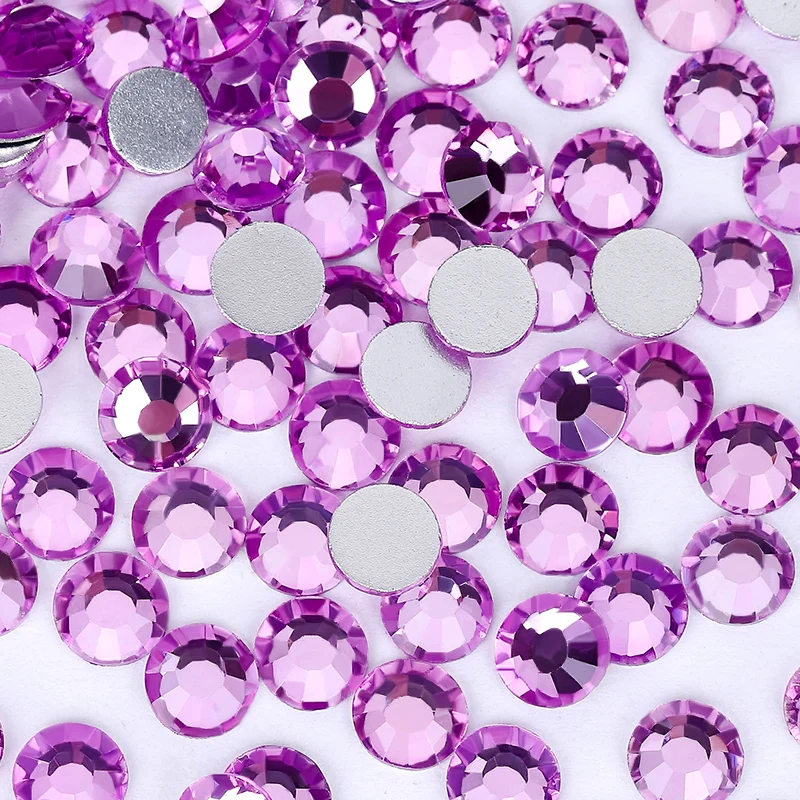 QIAO SS6-SS30 Clove Purple Glitters Crystal Rhinestone Flatback Strass Nail Diamond Gem Loose Glue on Rhinestones For Crafts