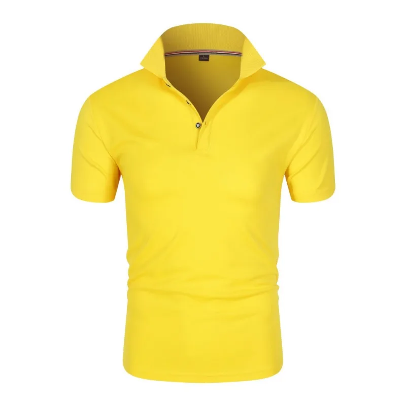 Solid Color Men's Polo Shirt,Smooth Standing Neck T-shirt, Loose Fitting Short Sleeved Fashion in Europe and America