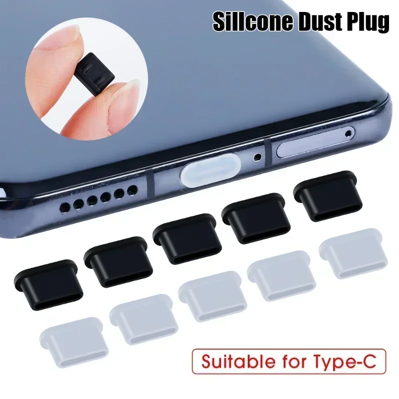 60-1PCS Type C Phone Dust Plug Soft Silicone Waterproof Anti-dust Charging Port Protectors USB C Dust Covers Cap for IPhone 15