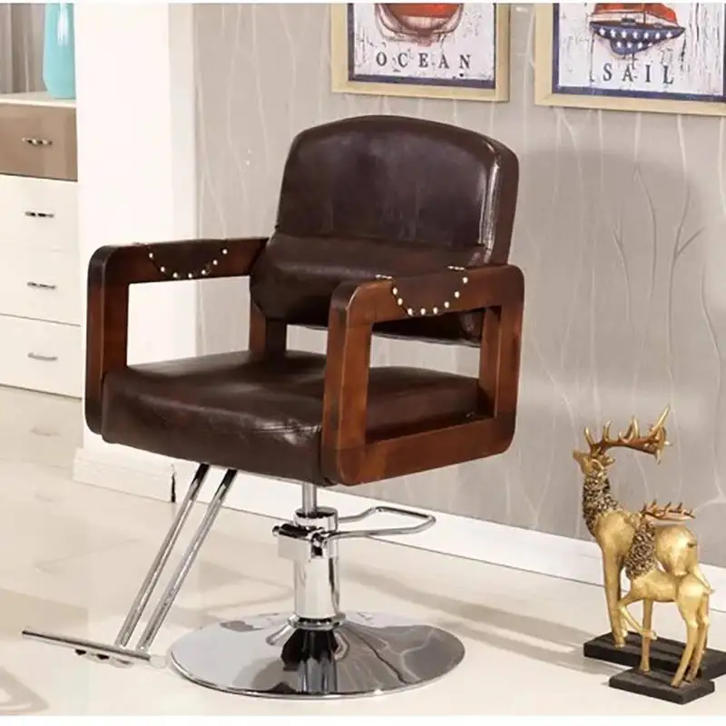 Single Barber Fotel Vintage Design Adjustable Metal Nordic Chair Backrest Swivel Barber Chair Kosmetyczny Salon Furniture