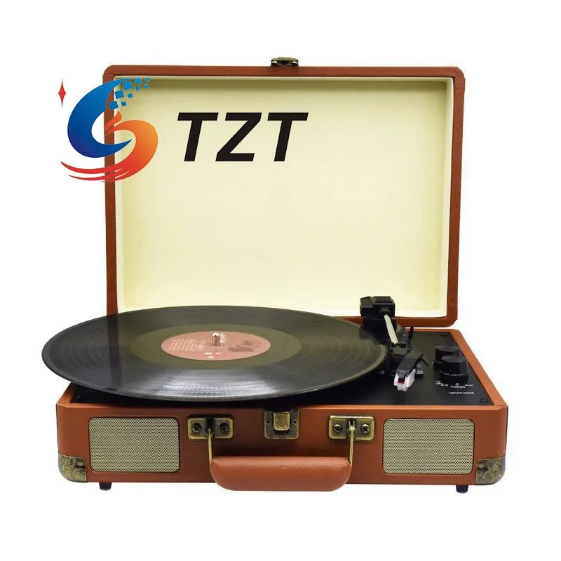 

TZT Retro Bluetooth Vinyl Record Player with Speakers Turntable LP Record Player Supports USB Drive