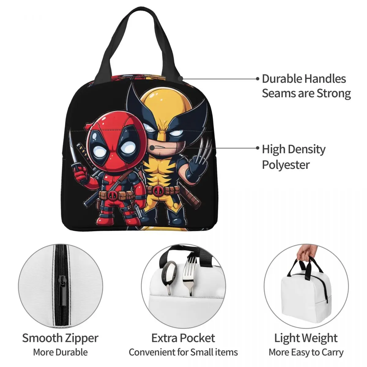 Claws & Chimichangas The Unlikely Bffs Leakproof Insulated Portable Fashion Disney Marvel Deadpool And Wolverine Lunch Bags