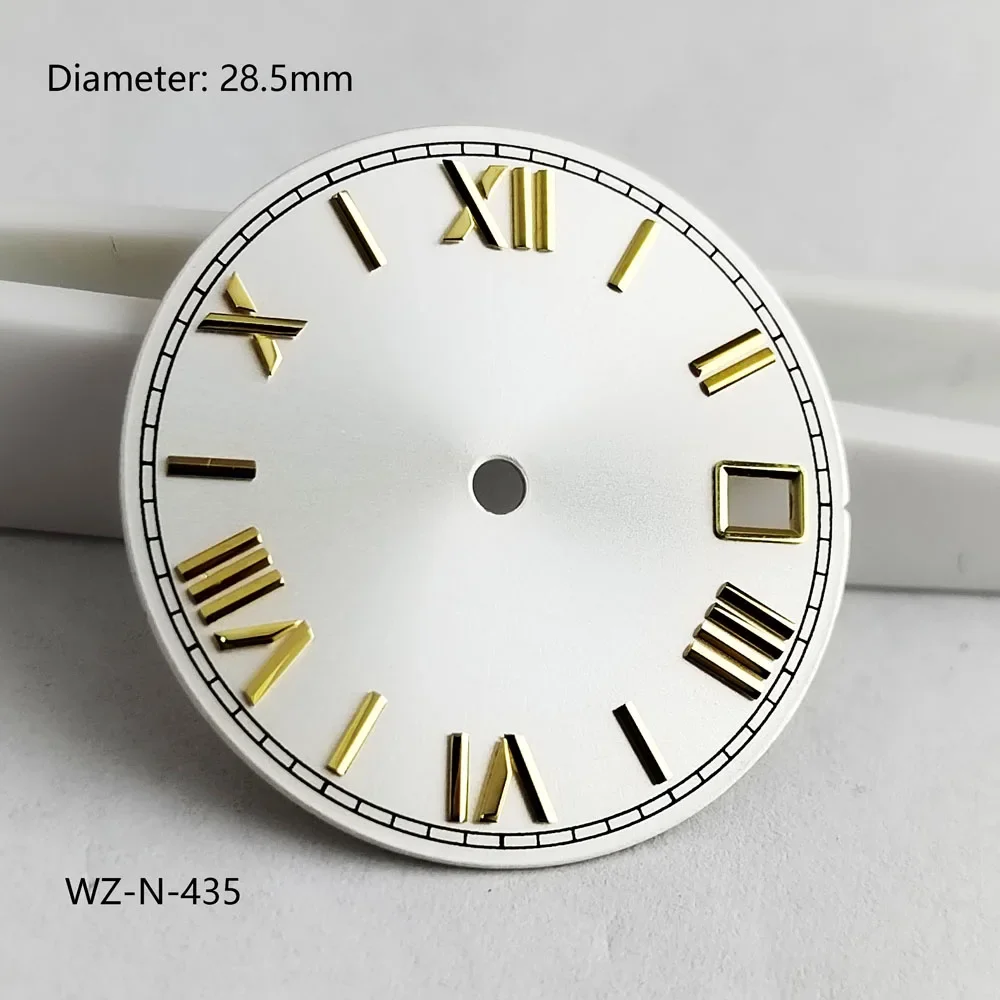 Quadrante nh35 28,5 mm sunburst viola glod quadrante romano cassa nh35 date_just con bracciale adatto movimento automatico NH35 logo personalizzato