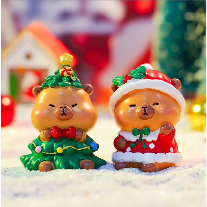 Christmas Capybara Blind Box Simulation Mini Capibara Action Figures Doll Children Birthday Christmas Toy Gift