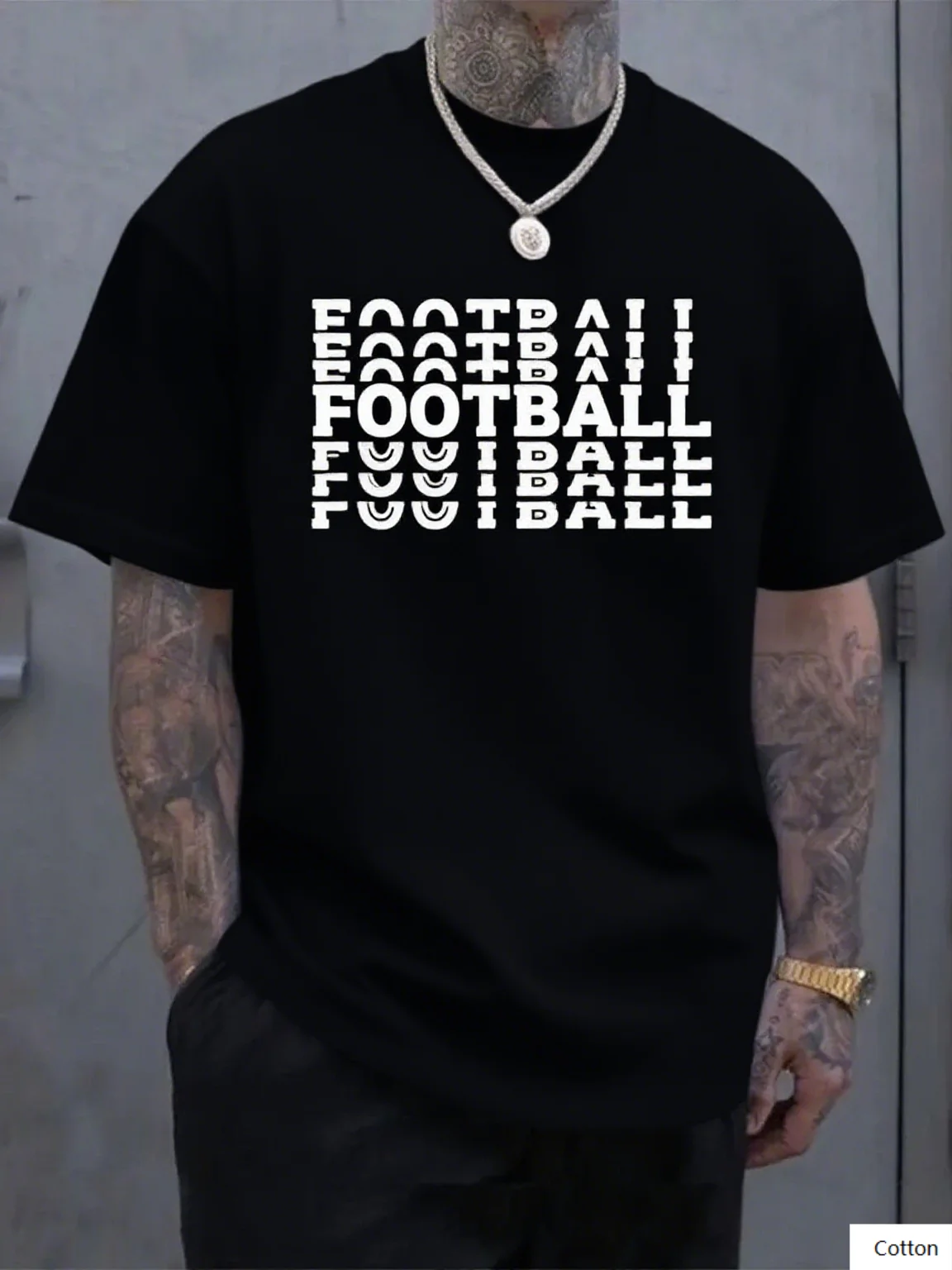 

Cotton T Shirt with Football Text Print Show Your Love for Football Ideal for Sports Fans and Casual Wear Lovers Tee S-4XL
