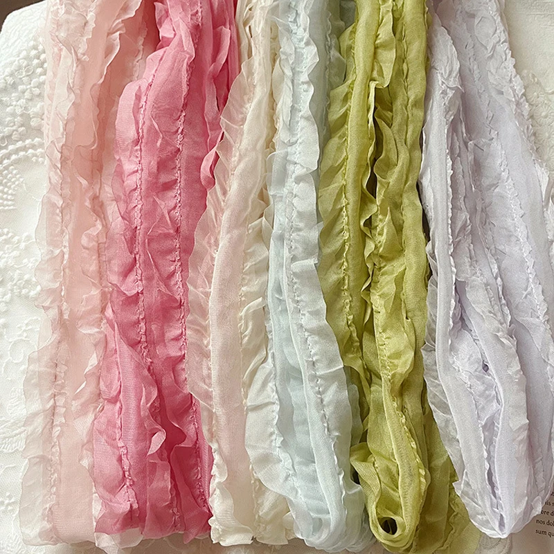 10 Yards 70MM Single Color Ruffled Flounces Edge Ribbon DIY Crafts Handmade Accessories Material Skirt Doll Dress 2024313