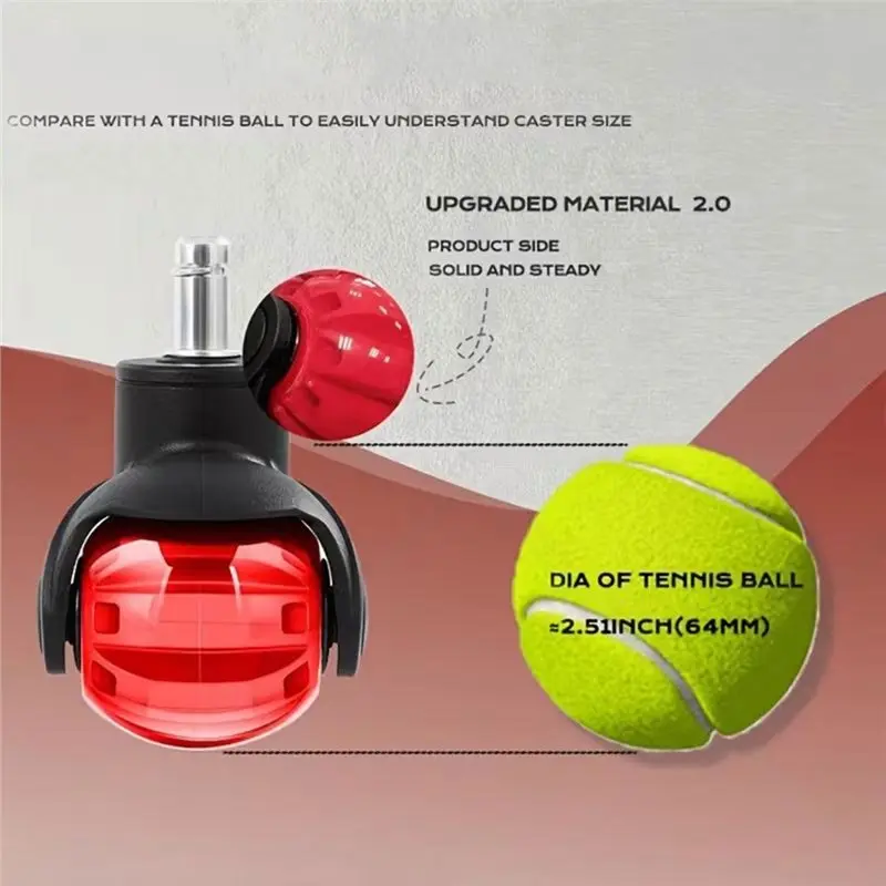 AB33-PU Ball Caster Wheel Casters 5Pcs 2 Inch Silent Ball Bearing For Office Chairs, Kitchen Carts Replacement Wheels